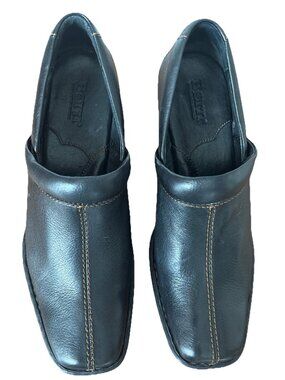 Born Women's Kinney Shoes Sz.7/38 Leather Block Heel Slip On Square Toe W31239